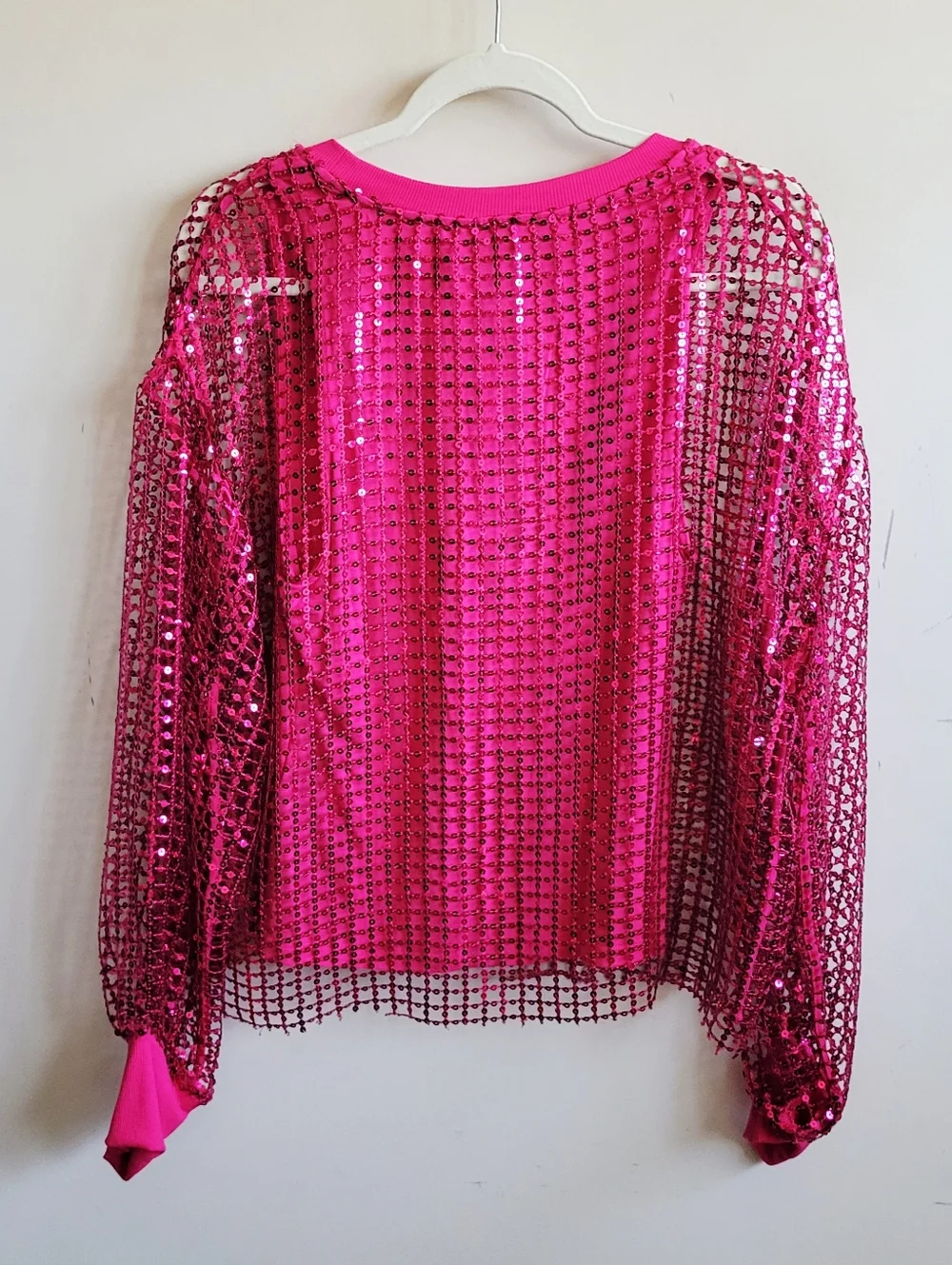 Pilcro Long-Sleeve Sequin‎ Top Raspberry